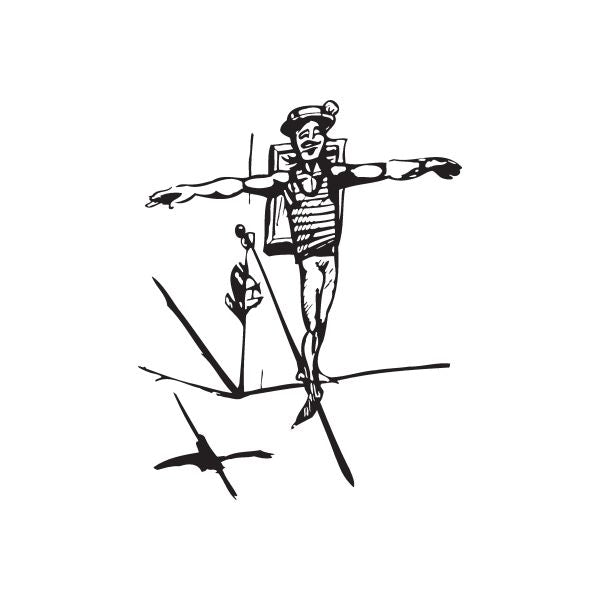 Vinyl wall decal featuring a black line-art figure with arms out