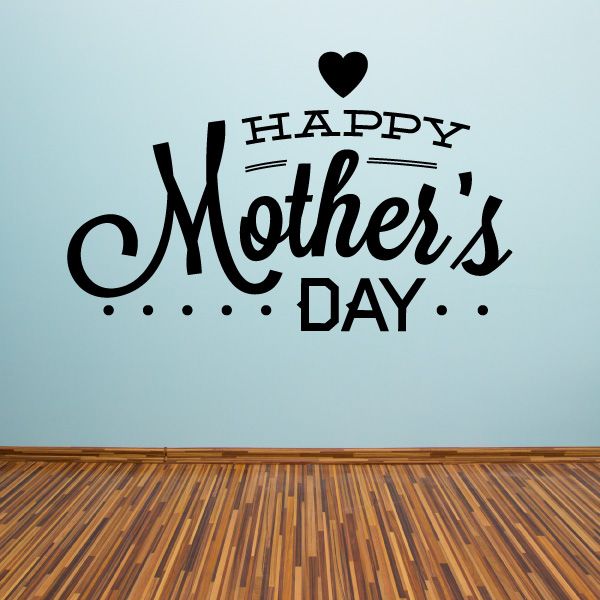 Happy Mother’s Day wall decal with heart, curved script, and dot accents in black
