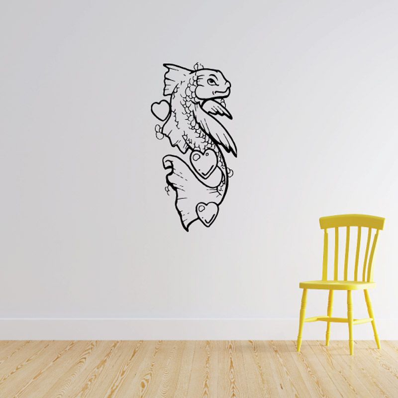 Image of Heart and Flowing Goldfish Decal