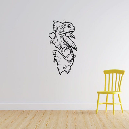 Image of Heart and Flowing Goldfish Decal