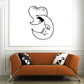 Heart and moon decal, black line art heart inside a moon shape