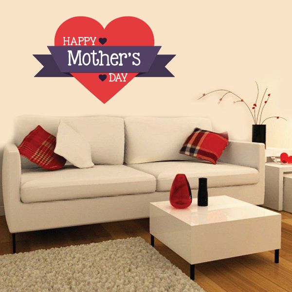 Image of Heart Banner Style Happy Mother's Day Decal