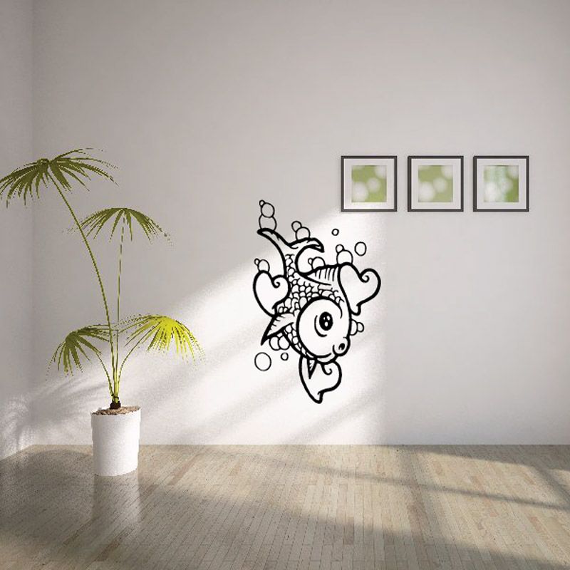 Image of Heart Bubbles Goldfish Decal