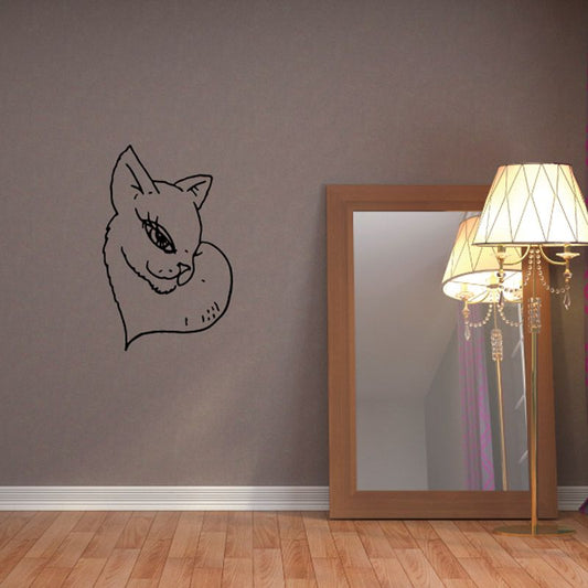 Image of Heart Cat Head Decal