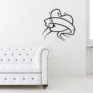 Vinyl wall decal of angel wings and ribbon with heart and cross outline