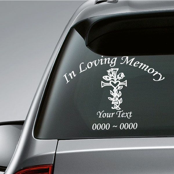 Image of Heart Cross Custom In Loving Memory Decal