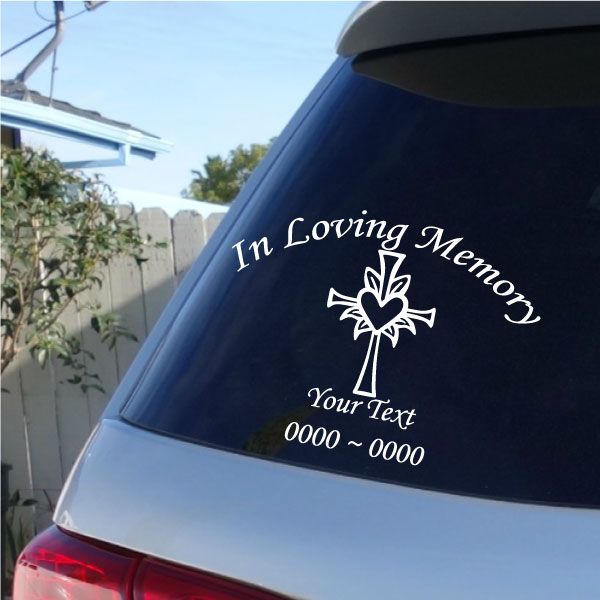 Image of Heart Cross Custom In Loving Memory Decal