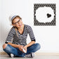 Heart frame wall decal: black filigree border with small heart cutout