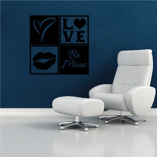 Image of Heart Love Be Mine Kiss Frame Valentine's Day Motif Square Decal