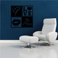 Square Valentine decal: heart, LOVE, kiss icon, and Be Mine text on dark blue