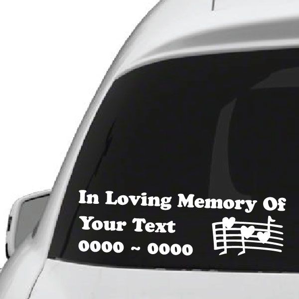 Image of Heart Music Notes Custom In Loving Memory Decal