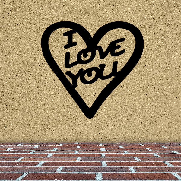 Heart quote decal with LOVE script inside a black heart outline