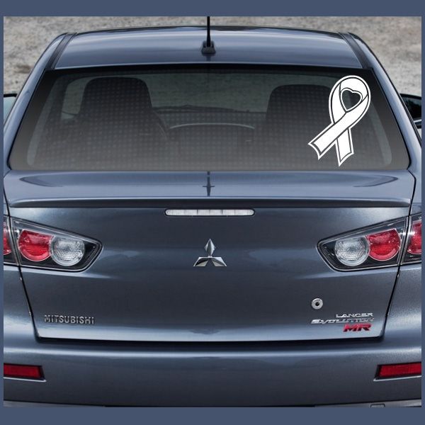 Image of Heart Ribbon Outlined Decal