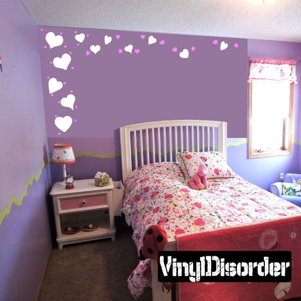 Heart wall decals kit with assorted white heart stickers