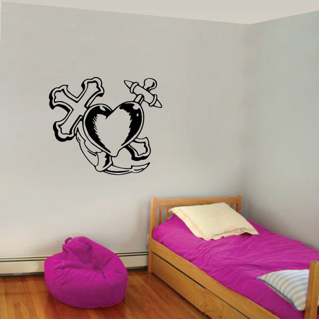 Image of Heart with Cross and Anchor Decal