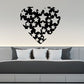 Heart-shaped star decal with black and white stars