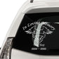 Heart and wing memorial decal for car window with 'In Loving Memory' text