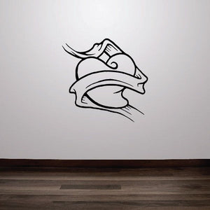 Vinyl wall decal of a praying angel with wings and a cross emblem
