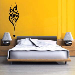 Tribal heart wall vinyl decal, black swirl design