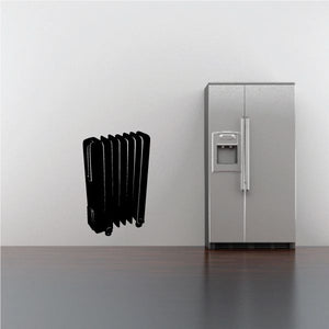 Black radiator heater decal with vertical fin design