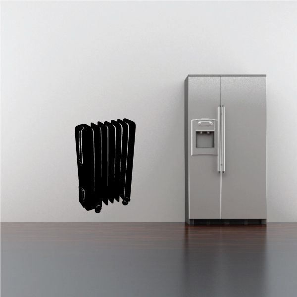 Black radiator heater decal with vertical fin design
