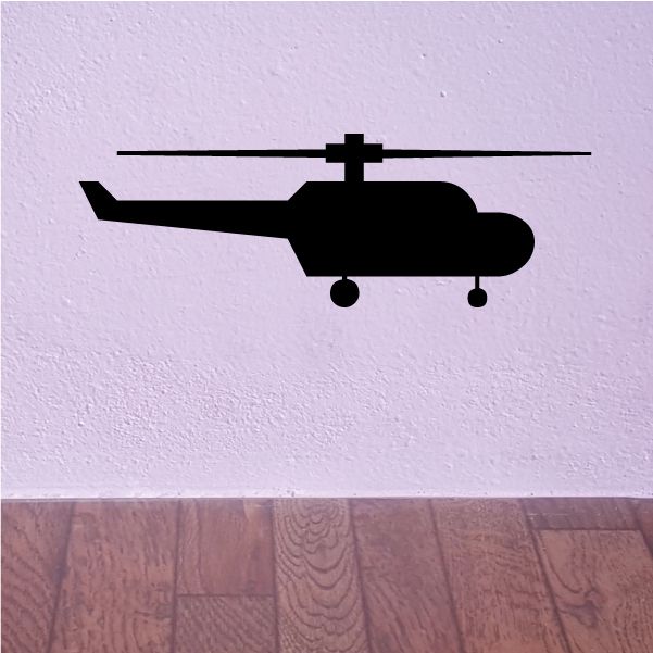 Helicopter decal with black helicopter silhouette, side view