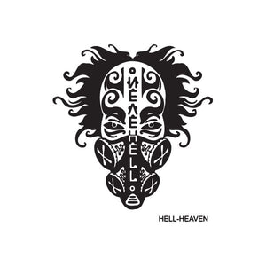 Black graffiti decal with stylized skull face and flame-like hair detail