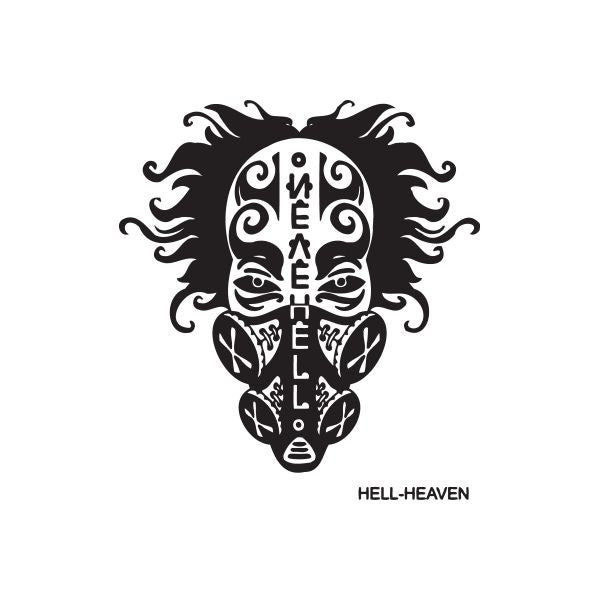 Black graffiti decal with stylized skull face and flame-like hair detail