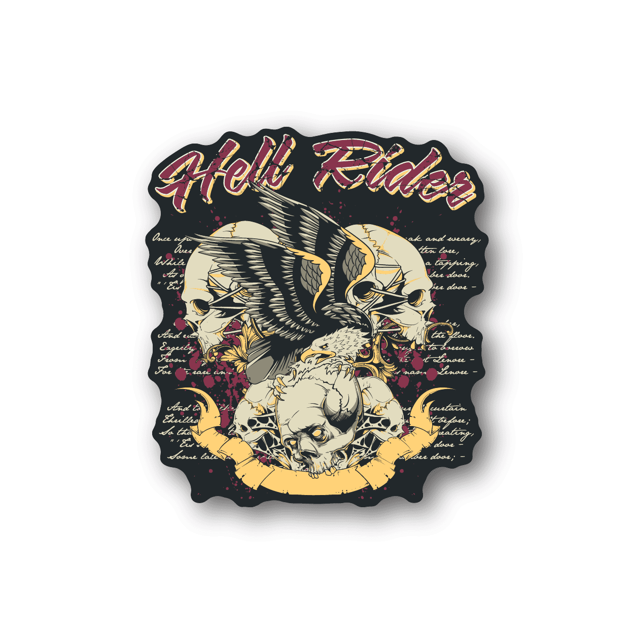 Image of Hell Rider Skull Crow Sticker