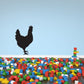 Hen silhouette wall decal, black rooster with raised tail.