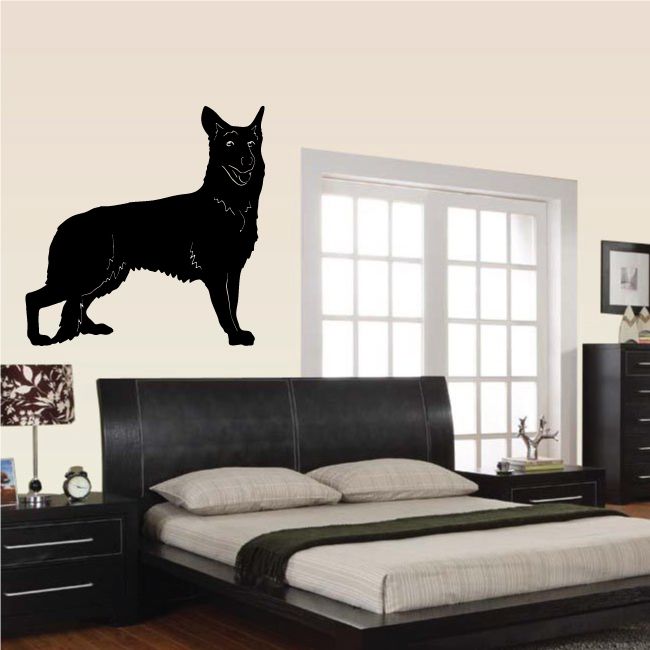 German Shepherd wall decal, black dog silhouette