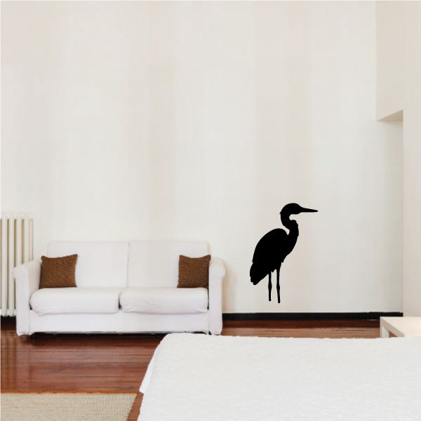 Black heron wall decal vinyl silhouette of bird standing on legs