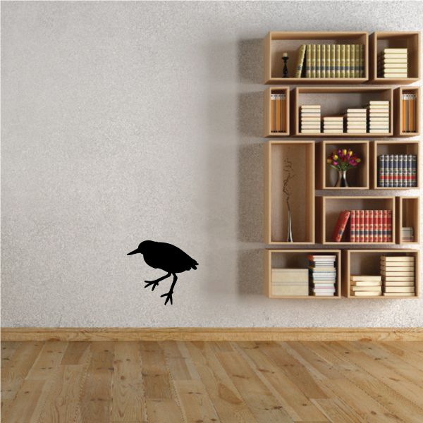Black heron bird wall decal silhouette