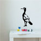 Shore bird decal, black seagull-style silhouette with feet and crest