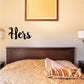 Script word decal reading “Hers” in black lettering