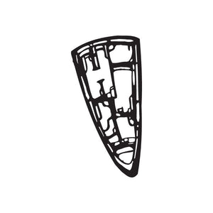 Graffiti decal with bold black letter art, vertical "HI" shape