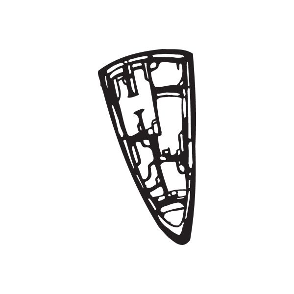 Graffiti decal with bold black letter art, vertical "HI" shape