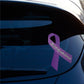 Purple awareness ribbon vinyl sticker with white text detail