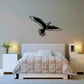 Flying eagle wall decal with wings spread in black