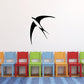 Black soaring swallow wall decal with curved wings and tail