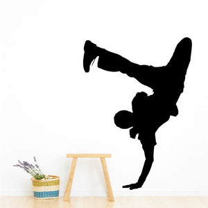 Black hip hop dancer vinyl wall decal silhouette, dynamic pose
