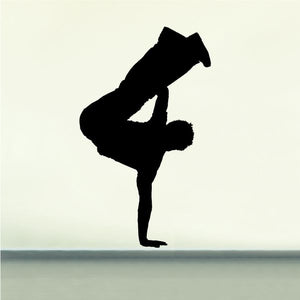 Hip hop dancer wall decal, black vinyl silhouette of dancing figure