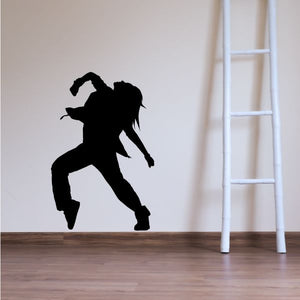 Black hip hop dancer wall decal silhouette vinyl sticker