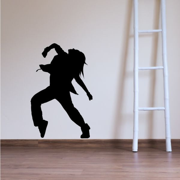 Black hip hop dancer wall decal silhouette vinyl sticker