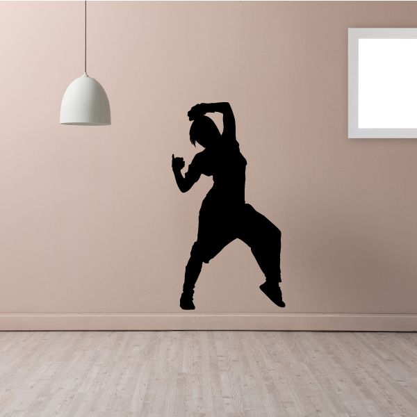 Hip hop dancer wall decal, black vinyl silhouette in a dance pose
