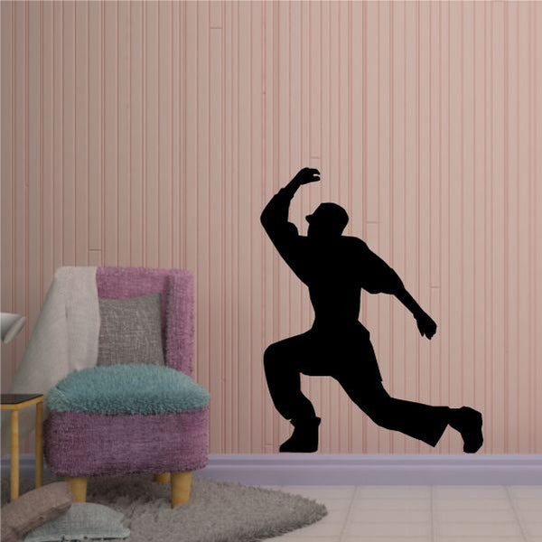 Hip hop dancer wall decal with black vinyl silhouette pose