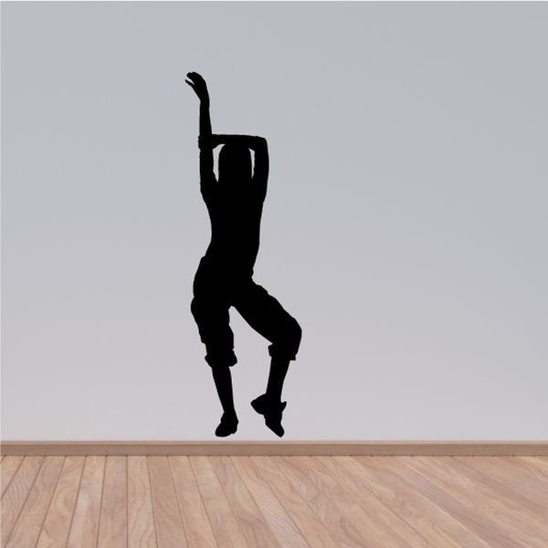 Black hip hop dancer vinyl wall decal silhouette, arm raised