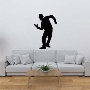 Hip hop dancer wall decal, black silhouette of dancer posing on wall