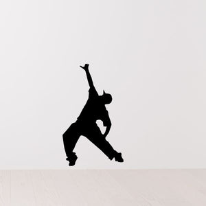 Hip hop dancer vinyl wall decal with black silhouette