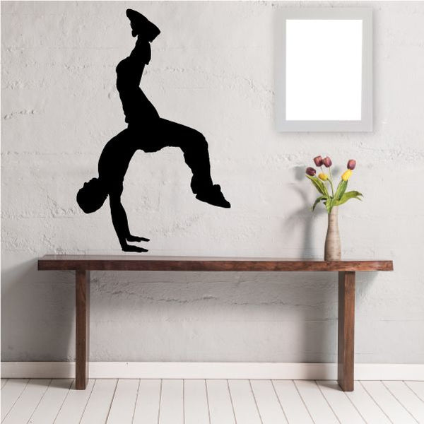 Hip hop dancer wall decal, black vinyl silhouette